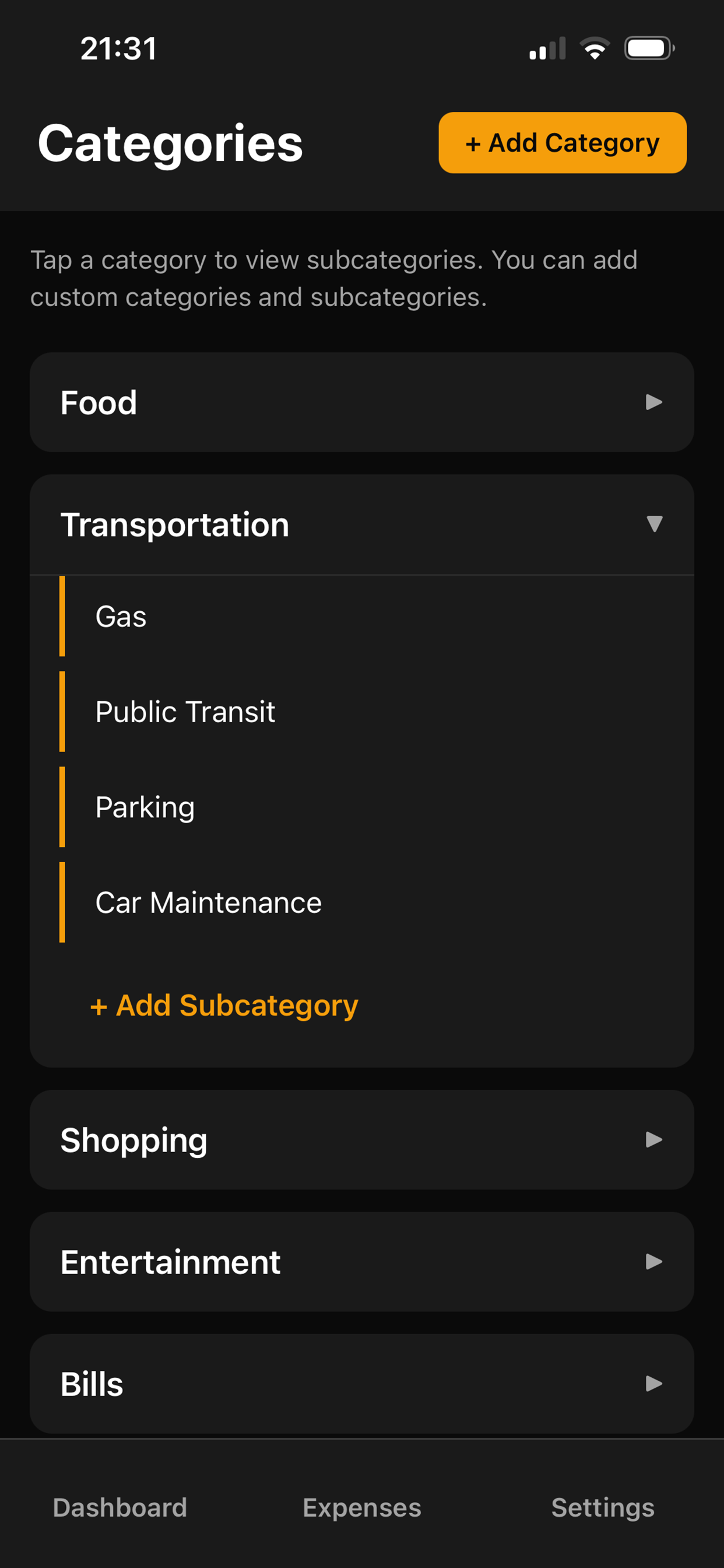 Category View Screenshot